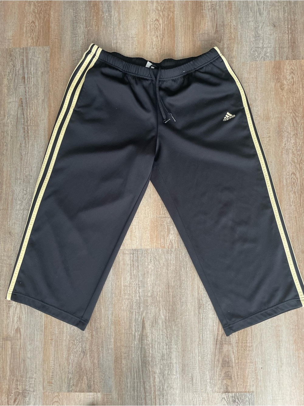 Vintage Adidas Capri Pants Womens Large Black Wide Leg Track